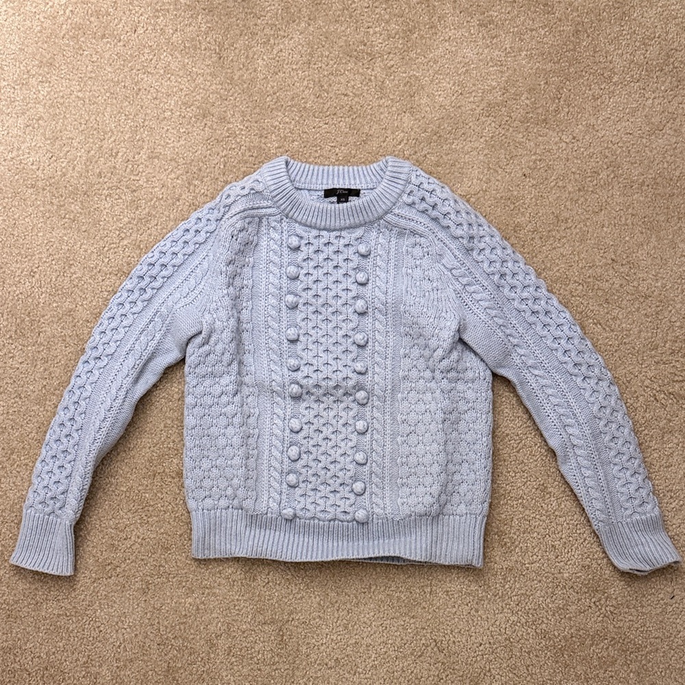 J. Crew Cable Knit Light Blue Sweater
